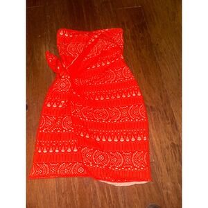 Free People Orange Crochet Lace Strapless Mini Dress XS